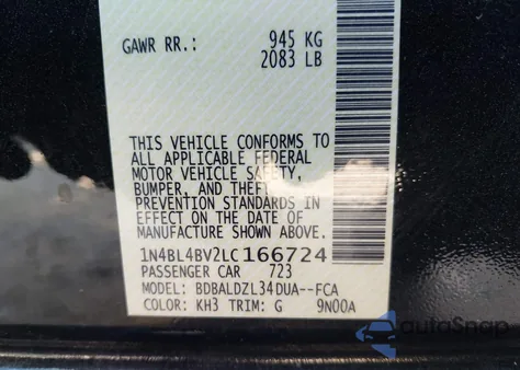 2020 Nissan Altima S Fwd z USA, uszkodzony, nr VIN 1N4BL4BV2LC166724